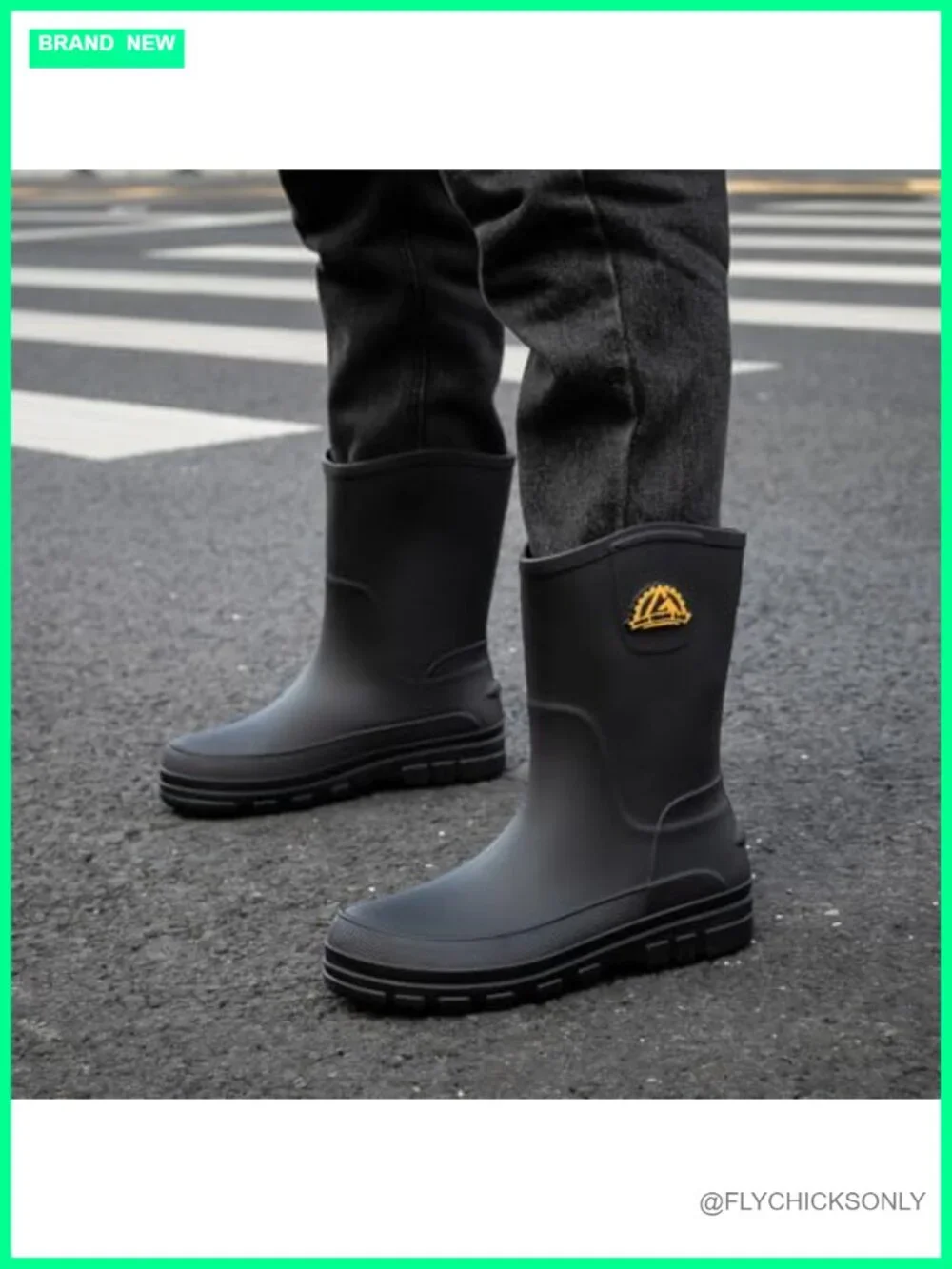 Men's Waterproof Rain Boots Lightweight Mid Calf Outdoor Slip Resistant